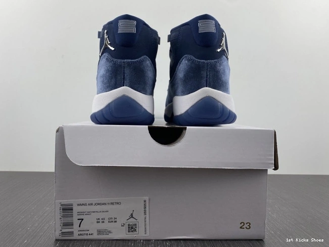 1st Kicks Jordan 11 Navy Velvet AR0715-441 Air WMNS Midnight 0718